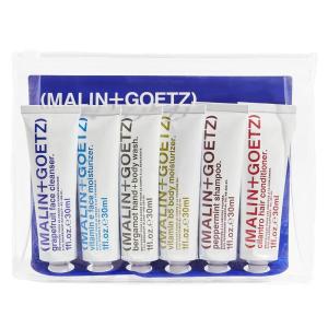 Malin + Goetz Essentials Starter Kit, Set of 6, 1 Fl. Oz. – Face Cleanser, Face Moisturizer, Hand & Body Wash, Body Moisturizer, Hair Shampoo & Conditioner – Travel Size Toiletries(New Travel Kit)