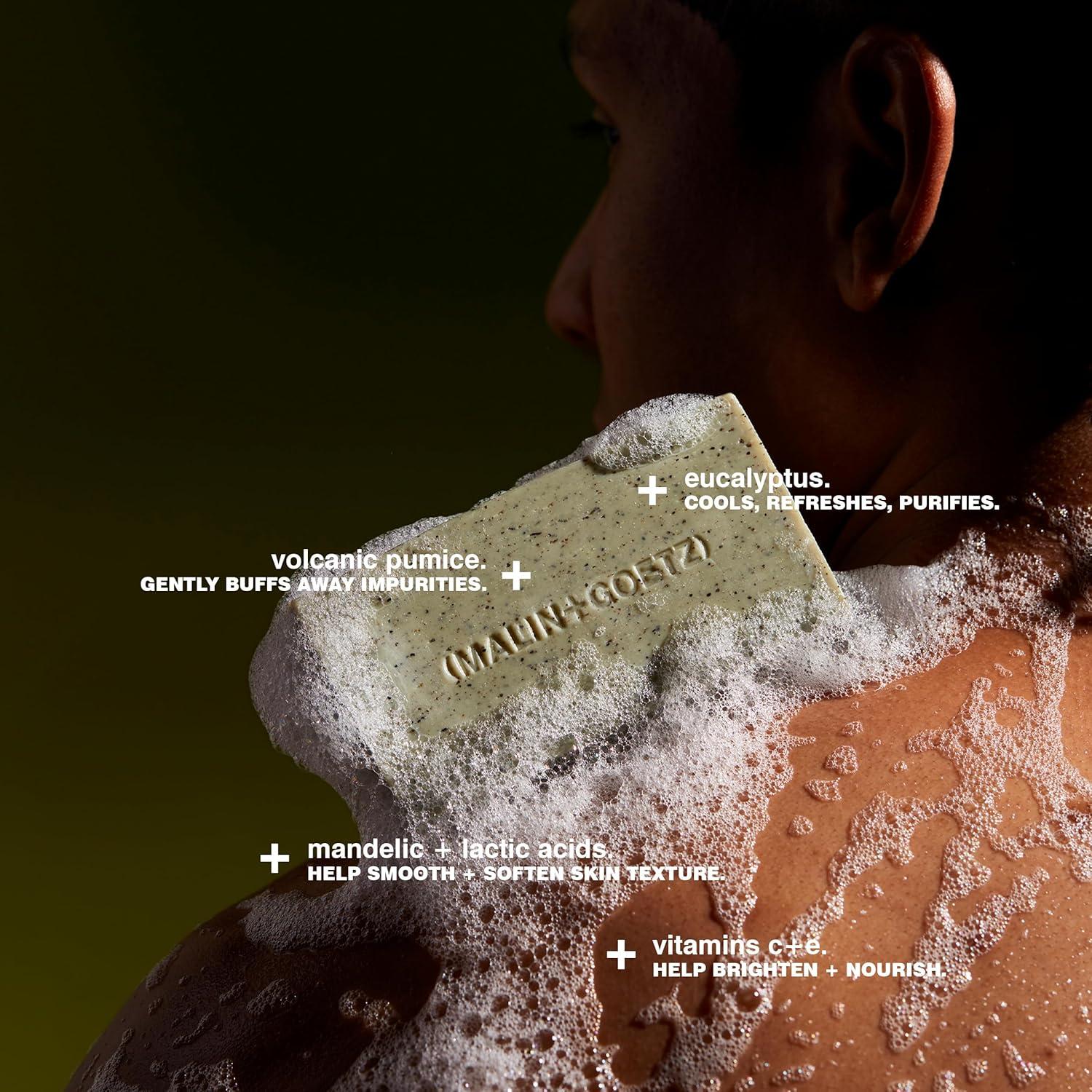 imageMALINGOETZ Mandelic Acid Exfoliating Bar TripleMilled Exfoliating Cleansing Bar Mandelic Acid Lactic Acid Pumice Eucalyptus Smooths Softens Brightens Skin Vegan CrueltyFree5 oz